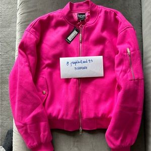 BoohooMAN pink bomber jacket